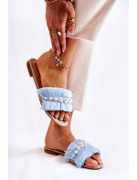 Dámské pantofle s ozdobným páskem modre Ramisa