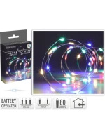 DRÁTĚNÁ SVĚTLA GIRLANDA NA BATERIE 80 VEDLA VÍCEBAREVNÁ