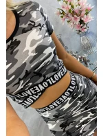 Souprava halenky se sukní moro šedá+černá