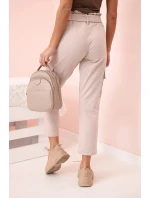 Dámské cargo kalhoty s vysokým pasem béžový Dámské cargo kalhoty s vysokým pasem béžový