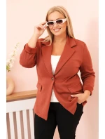 Dámská viskózová bunda Plus Size s dlouhým rukávem a límcem, ruda