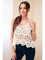 Dámská viskózová halenka bez rukávů s výstřihem do V džínová