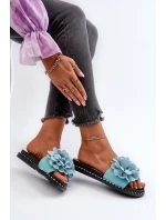 Dámské sandály s květinovými ozdobami Černé Cellanen