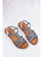 Dámské Ploché Sandály S Pletenými Pásky Modré Artiker 56C1325