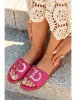 Dámské ploché pantofle s flitry S.Barski Fuchsia Dámské ploché pantofle s flitry S.Barski Fuchsia