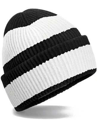 Beechfield B 391R Pletená čepice "Color Block" 53.391R black/soft white Beechfield B 391R Pletená čepice "Color Block" 53.391R black/soft white