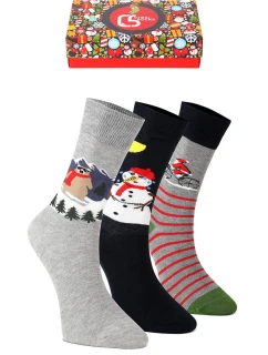 Vánoční unisex ponožky na dárek – set 3 párů mix barev