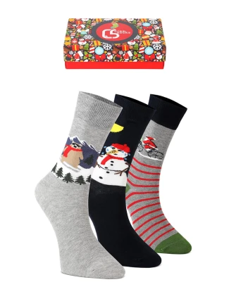 Vánoční unisex ponožky na dárek – set 3 párů mix barev