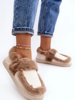 Dámské pantofle s kožešinou béžové Sailey