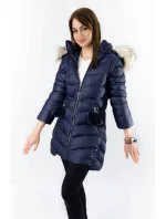 Tmavě modrá dámská zimní bunda s odepínacími rukávy (w761) Tmavě modrá dámská zimní bunda s odepínacími rukávy (w761)