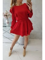 Šaty se svislými volány červené