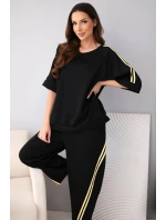 Dámský máslový komplet z viskózy mikina a kalhoty s lampasy černý Dámský máslový komplet z viskózy mikina a kalhoty s lampasy černý