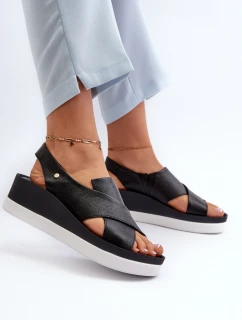 Zazoo 40256 Kožené sandály na klíně černé