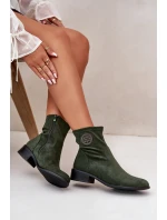 Dámské Botky Na Zip S Dekorativním Detalem Eko Semišové Zelené Lerioria