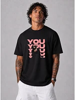 Pánské tričko oversize s nápisem YOU bavlna černá FashionStreet NX1034R Pánské tričko oversize s nápisem YOU bavlna černá FashionStreet NX1034R