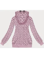 Růžová sportovní mikina s kapucí a se vzorem vlaštovek (2309)