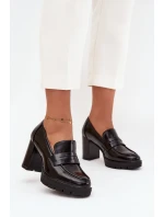 Dámské polobotky na podpatku z ekokůže Černé Ilyssia