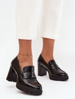 Dámské polobotky na podpatku z ekokůže Černé Ilyssia