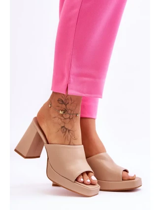 Kožené vysoké podpatky béžové Livesa Kožené vysoké podpatky béžové Livesa