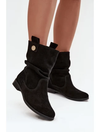 Dámské kotníkové boty ve stylu kovbojek na podpatku S.Barski – béžové