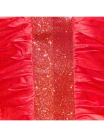 Dámské párty a společenské šaty  zdobené třpytivými pruhy krátké červené - Červená - OEM