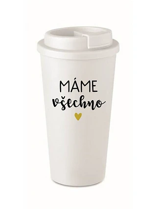 MÁME VŠECHNO - bílý termohrnek 475 ml