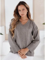Dámský svetr s výstřihem do V VERALIA šedý FashionStreet MY2519