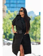 Dlouhá černá dámská prošívaná vesta (JIN219) Dlouhá černá dámská prošívaná vesta (JIN219)