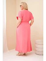 Dámské šaty Plus Size s řaseným pasem růžová