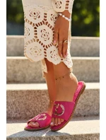 Dámské ploché pantofle s flitry S.Barski Fuchsia Dámské ploché pantofle s flitry S.Barski Fuchsia