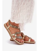 Dámské sandály se zdobením had eko kůže Artiker 56C1362 zlaté Dámské sandály se zdobením had eko kůže Artiker 56C1362 zlaté