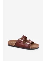 Dámské Pantofle S Přezkami Z Eko Kůže Hnědé Iskira