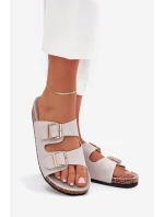 Dámské sandály se zlatými sponami a švy šedé Lunera