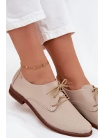 Dámské kožené elegantní šněrovací polobotky Zazoo 4238 béžové