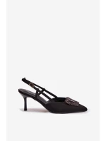 Dámské sandály na podpatku s ozdobou Černé Ismeria