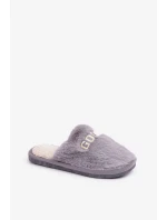 Dámské Pantofle S Kožešinou A Nápisem Šedé Kalelia