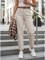 Dámské džíny mom fit s vysokým pasem a páskem béžové FashionStreet UY2918