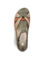 Dámské pohodlné sandály na suchý zip se zabudovanou špičkou zelené Rieker M1655-54