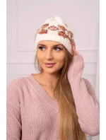 Dámská čepice Otylia K387 ecru+red Dámská čepice Otylia K387 ecru+red