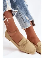 Dámské Mokasyny Loafersy s Ozdobným Prvkem Žluté Evelora