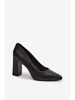 Lodičky na podpatku z eko kůže Sergio Leone PB216 Černé