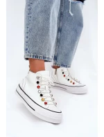 Dámské vysoké kožené trampky GOE – bílé