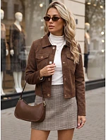 Dámská semišová bunda s drukami, hnědá, FashionStreet TY5879 Dámská semišová bunda s drukami, hnědá, FashionStreet TY5879
