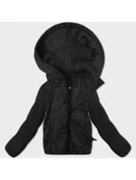 Krátká černá dámská bunda s teplákovou kapucí J Style (16M9236-392)