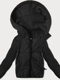 Krátká černá dámská bunda s teplákovou kapucí J Style (16M9236-392)
