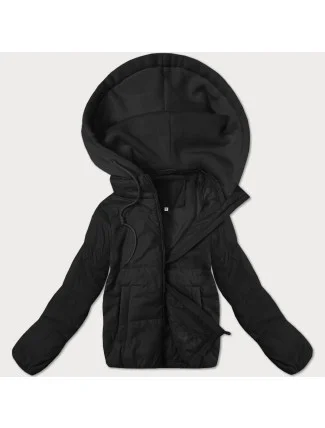 Krátká černá dámská bunda s teplákovou kapucí J Style (16M9236-392)