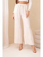 Kalhoty z viskózy se širokými nohavicemi béžové Kalhoty z viskózy se širokými nohavicemi béžové