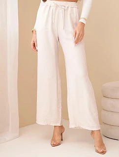 Kalhoty z viskózy se širokými nohavicemi béžové