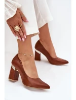 Kožené Lodičky Lewski 3117 Tmavě hnědé