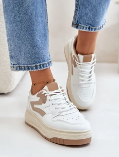 Dámské tenisky z eko kůže na platformě bílo-béžové Henizore